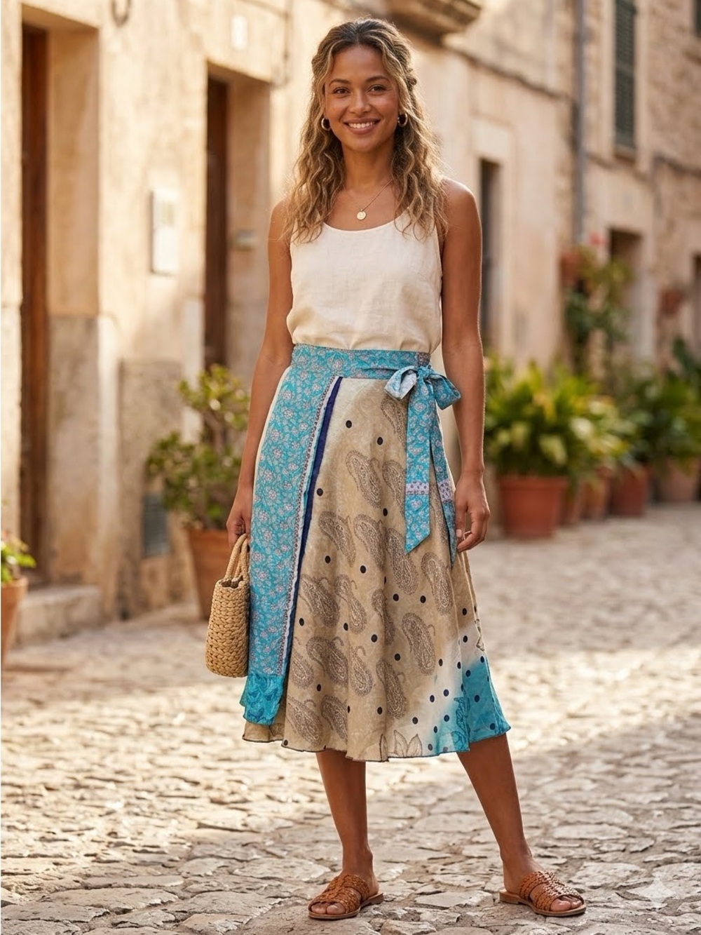 Earthbound Trading Co Elegant Paisley Floral Print Skirt
